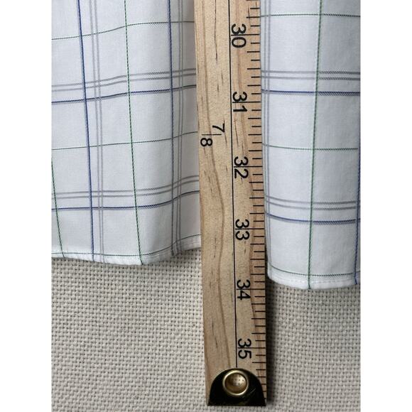 Paul Frederick Non-Iron Cotton Dress Shirt 17-33 With Contrast Trim White Green - Picture 8 of 10